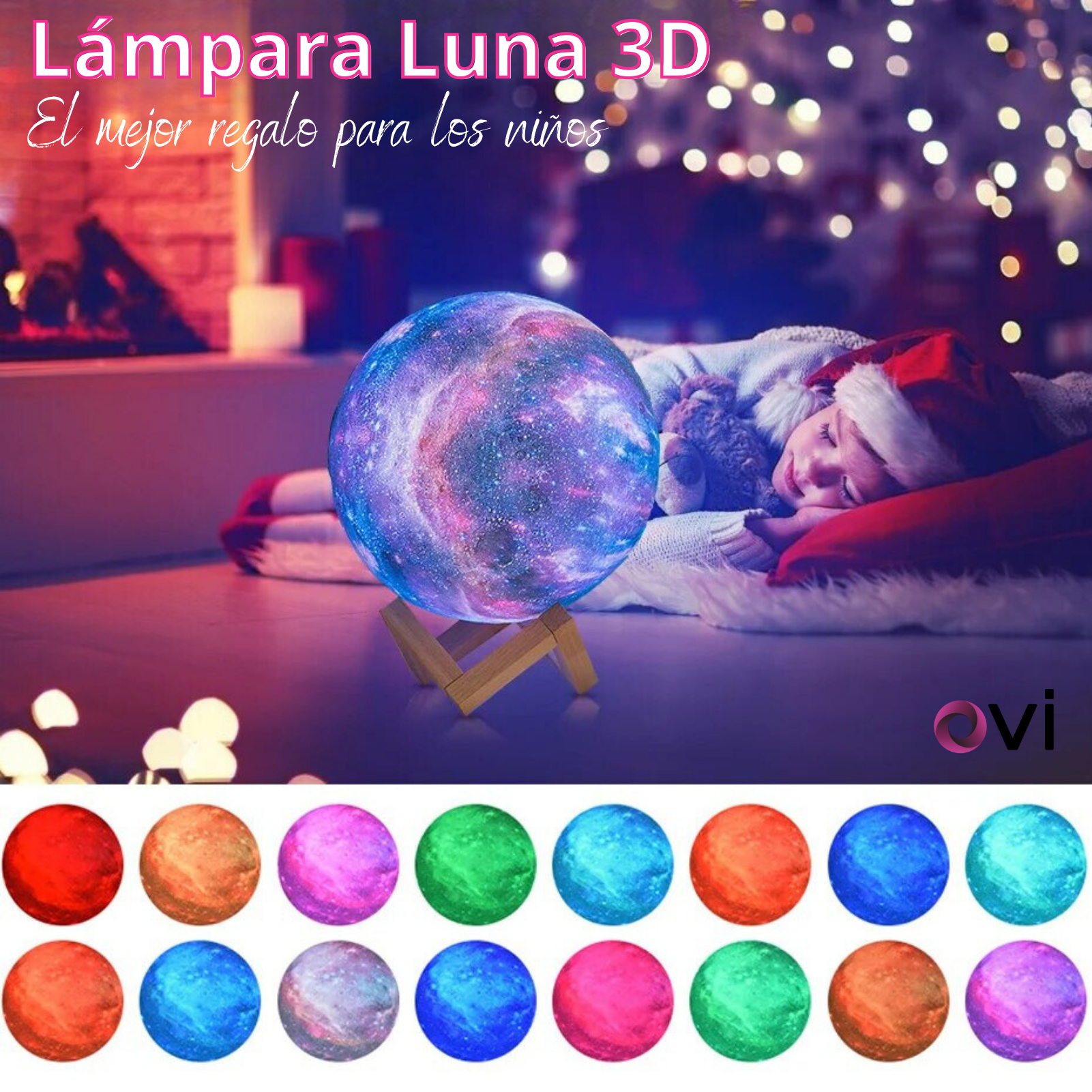 Lampara de Luna 3D 18cm con Control Remoto - PERUIMPORTA