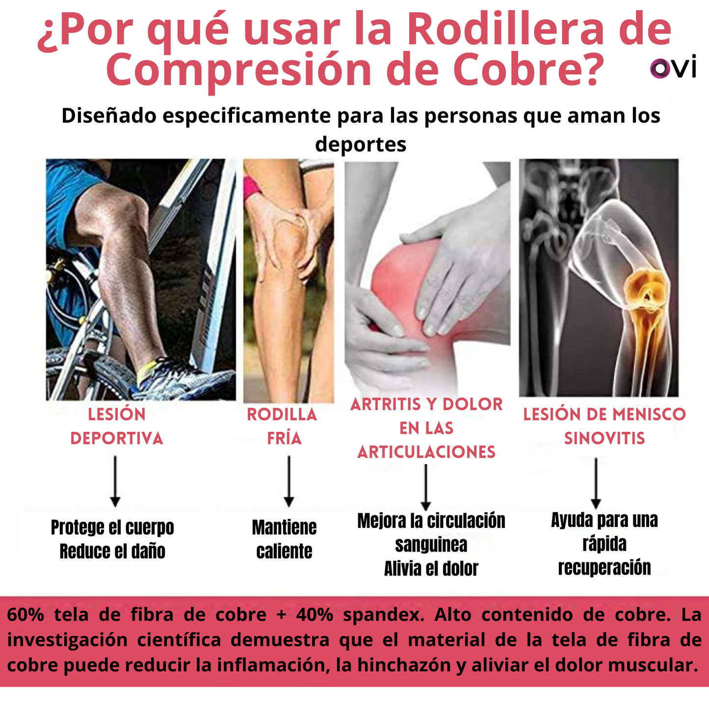 Rodillera de Compresión de Cobre